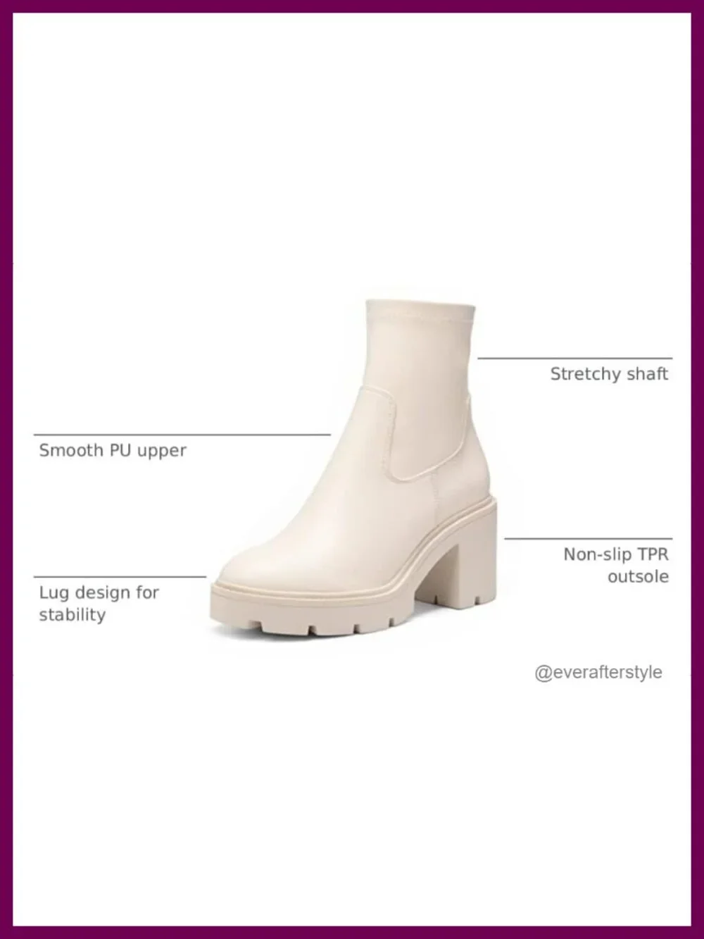 Women's Chelsea Ankle Boots Chunky Heel Lug Sole Faux Leather Pull-On Booties